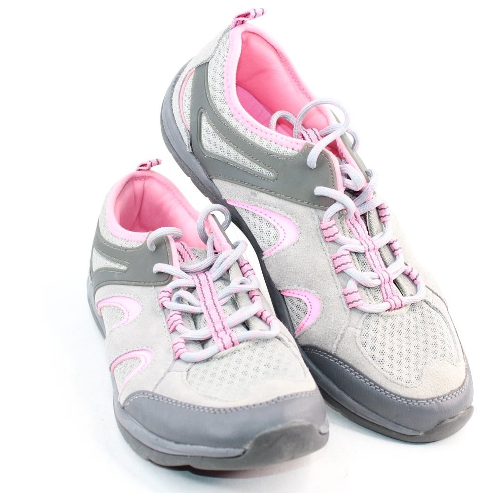 Lands' End Gray Pink Mesh Walking Sneakers Shoes - Picture 2 of 9